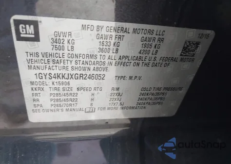 2016 Cadillac Escalade Esv Platinum z USA, uszkodzony, nr VIN 1GYS4KKJXGR246052